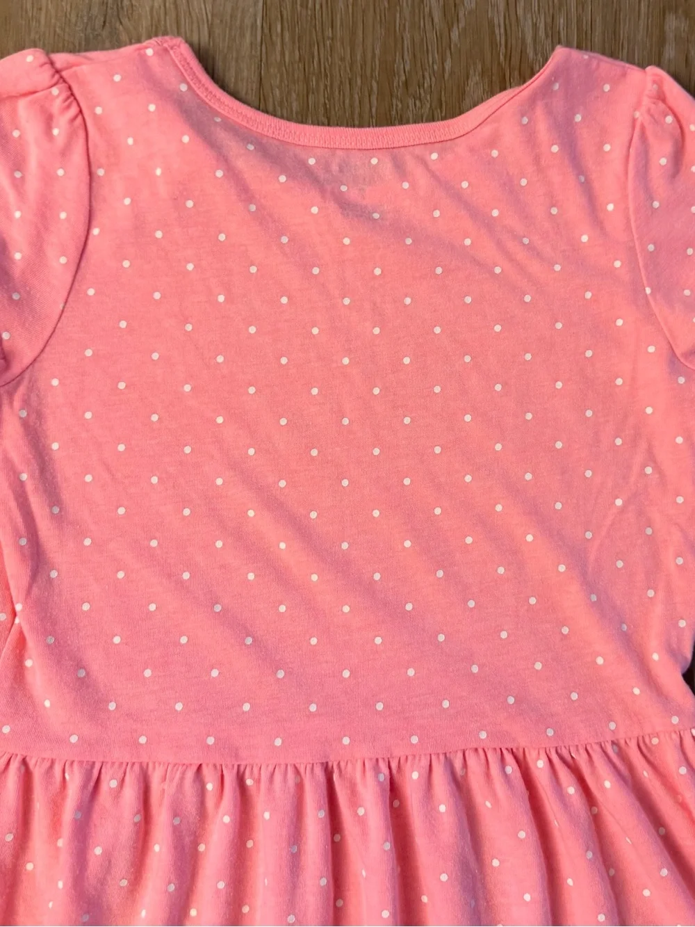 Carter's Girl's Size 7 Coral Pink & White Polka Dot Short Sleeve Casual Dress